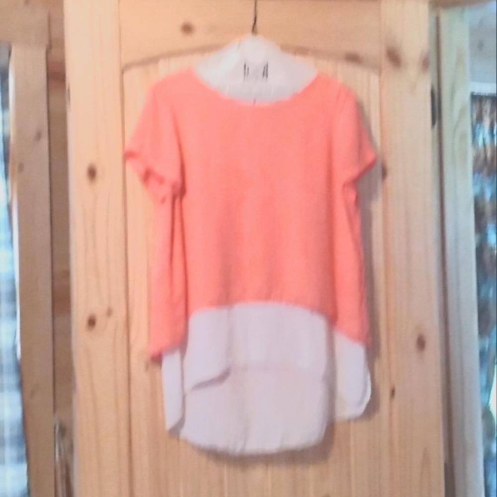 Peach & White Multi Level Blouse